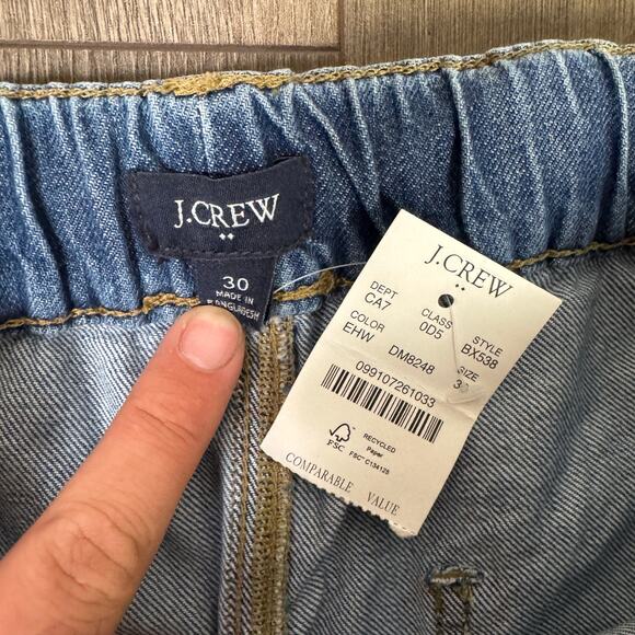 J.Crew Denim Drawstring Jeans SZ 30 East Harbor Wash Elastic Waist Slant Pocket - Picture 6 of 9